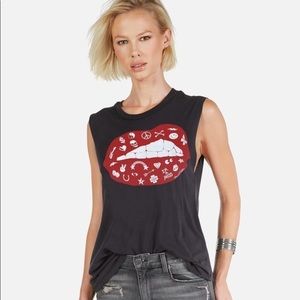 Lauren Moshi Kel Elements Lips Scoop Neck Muscle Tee​​​​